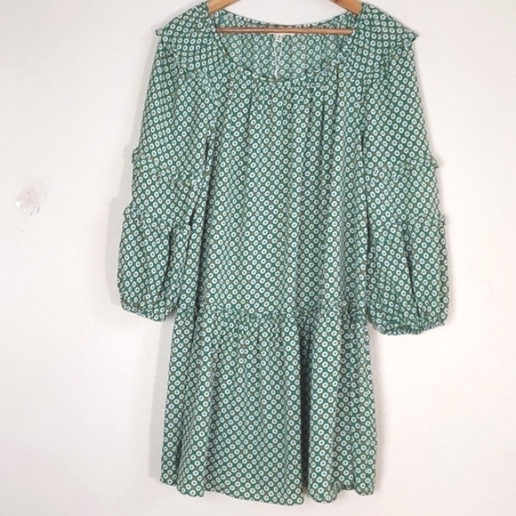 NEW Max Studio Dress Tunic Women Floral Boho Ruffle Long Balloon Sleeve XL - Picture 3 of 16